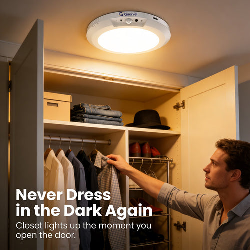Quorvel™ 3-Mode Motion Sensor Ceiling Light – Rechargeable, Magnetic, Wireless