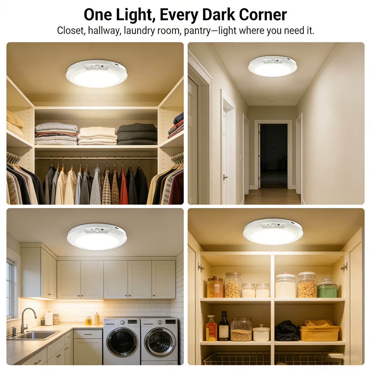 Quorvel™ 3-Mode Motion Sensor Ceiling Light – Rechargeable, Magnetic, Wireless