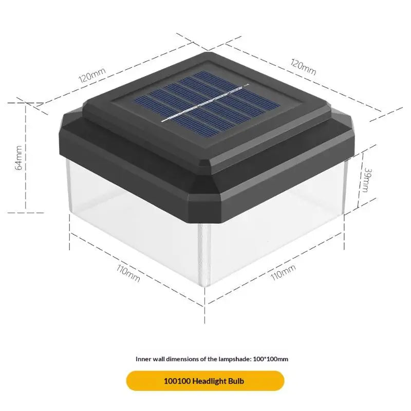 1Pcs IP65 Waterproof Solar Fence Lamp Solar LED Light Post Cap Lights LED Fence Lighting Fence Warm White Home Garden Decoration