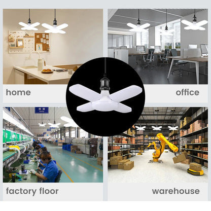 E27 Fan Shape Foldable 28W LED Bulb AC220V/110V Deformation for Home Ceiling Lights Warehouse and Garage White Light 6500K Bulb