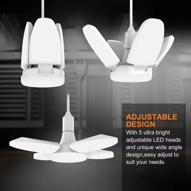 E27 Fan Shape Foldable 28W LED Bulb AC220V/110V Deformation for Home Ceiling Lights Warehouse and Garage White Light 6500K Bulb