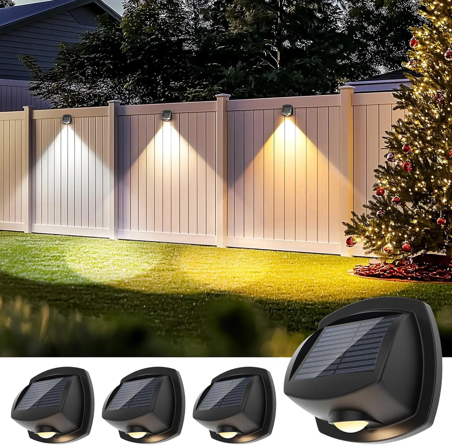 New LED Solar Wall Wash Wall Light with Dual Color External Solar Fence Convex Mirror Light, New Outdoor Boardwalk Light