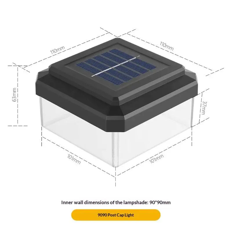 1Pcs IP65 Waterproof Solar Fence Lamp Solar LED Light Post Cap Lights LED Fence Lighting Fence Warm White Home Garden Decoration