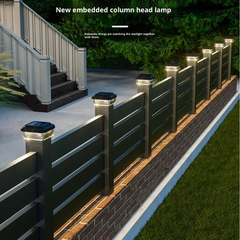 1Pcs IP65 Waterproof Solar Fence Lamp Solar LED Light Post Cap Lights LED Fence Lighting Fence Warm White Home Garden Decoration