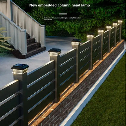 1Pcs IP65 Waterproof Solar Fence Lamp Solar LED Light Post Cap Lights LED Fence Lighting Fence Warm White Home Garden Decoration