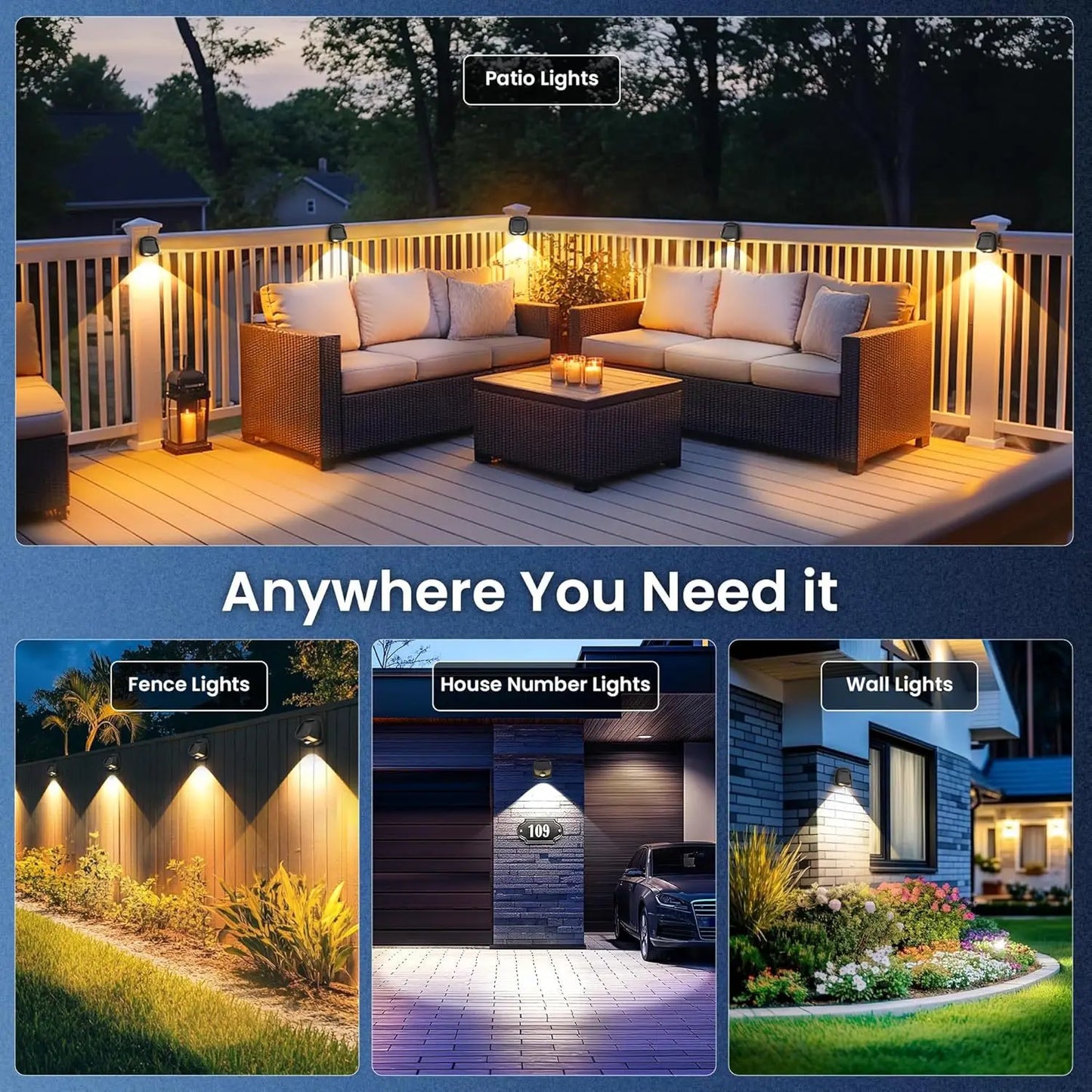 New LED Solar Wall Wash Wall Light with Dual Color External Solar Fence Convex Mirror Light, New Outdoor Boardwalk Light