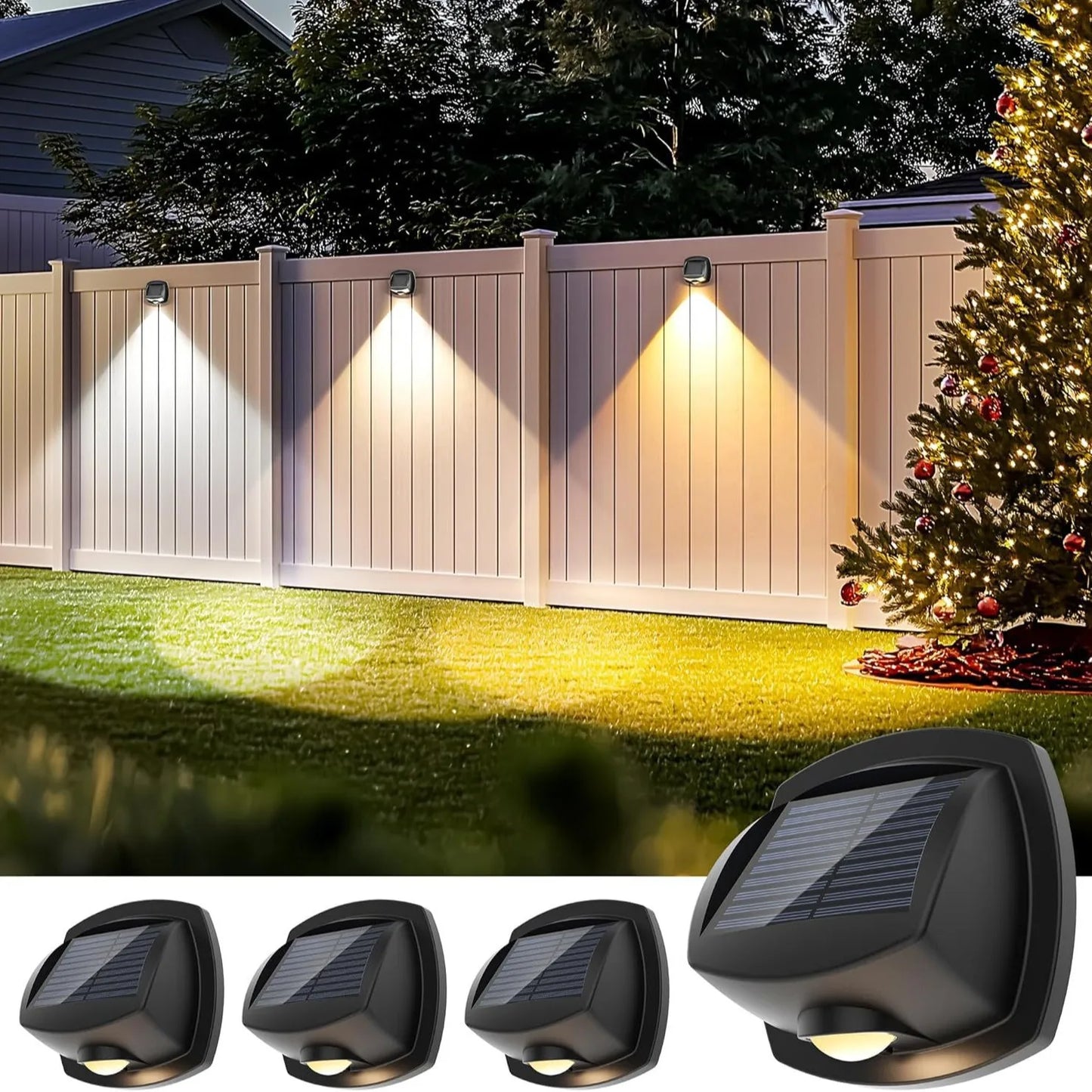 New LED Solar Wall Wash Wall Light with Dual Color External Solar Fence Convex Mirror Light, New Outdoor Boardwalk Light