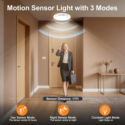 Quorvel™ 3-Mode Motion Sensor Ceiling Light – Rechargeable, Magnetic, Wireless