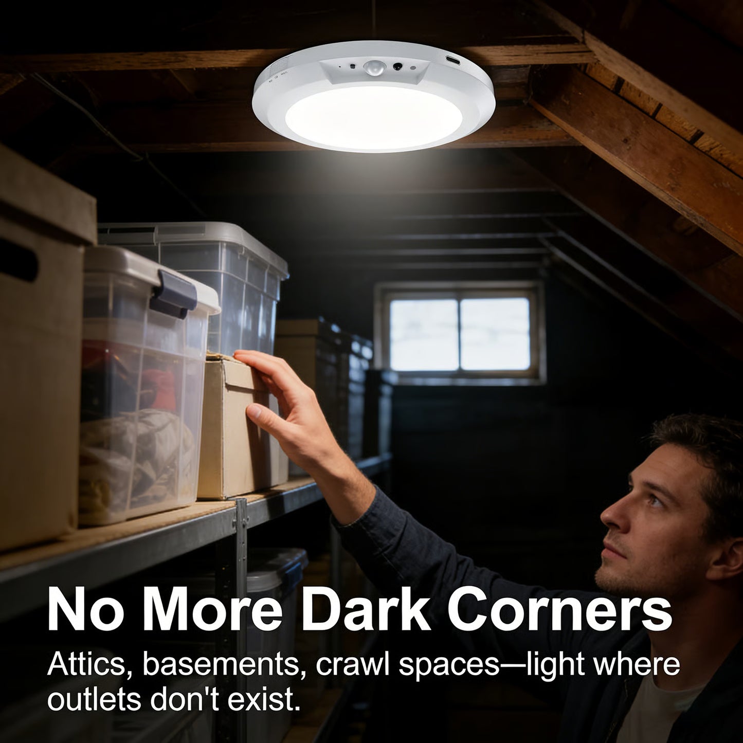 Quorvel™ 3-Mode Motion Sensor Ceiling Light – Rechargeable, Magnetic, Wireless